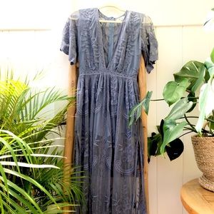 Blue Lace Maxi Dress